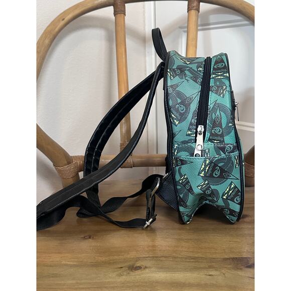 Harry Potter Slytherin Loungefly Mini 12" Backpack Green Black Snake Bag - Picture 2 of 8